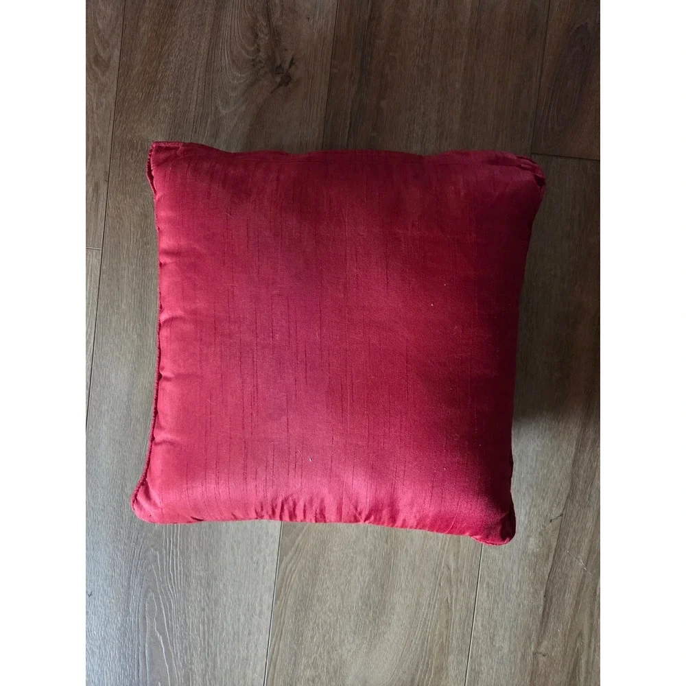 World Market Embroidered Santa Christmas Bike Pillow‎ Cover Red